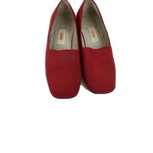 Talbots Square Toe Red Womens Loafers Size M5 Mesh Leather Soul